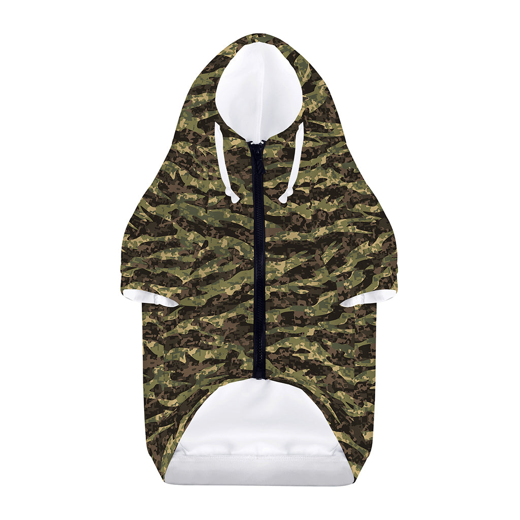 Tiger Stripe Camouflage Pattern Print Dog Zip Up Hoodie