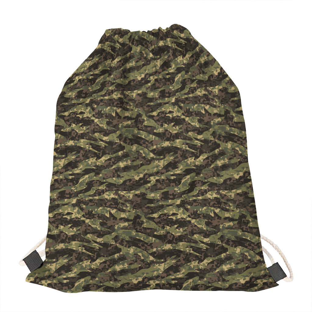 Tiger Stripe Camouflage Pattern Print Drawstring Bag