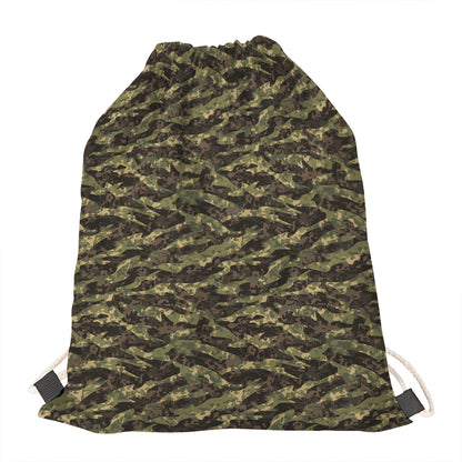 Tiger Stripe Camouflage Pattern Print Drawstring Bag