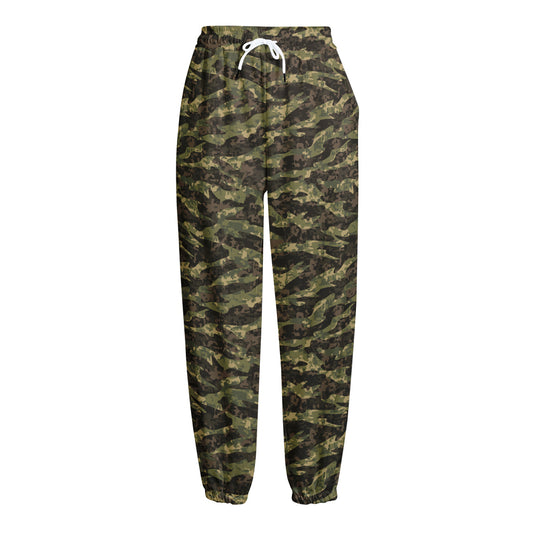 Tiger Stripe Camouflage Pattern Print Fleece Lined Knit Pants