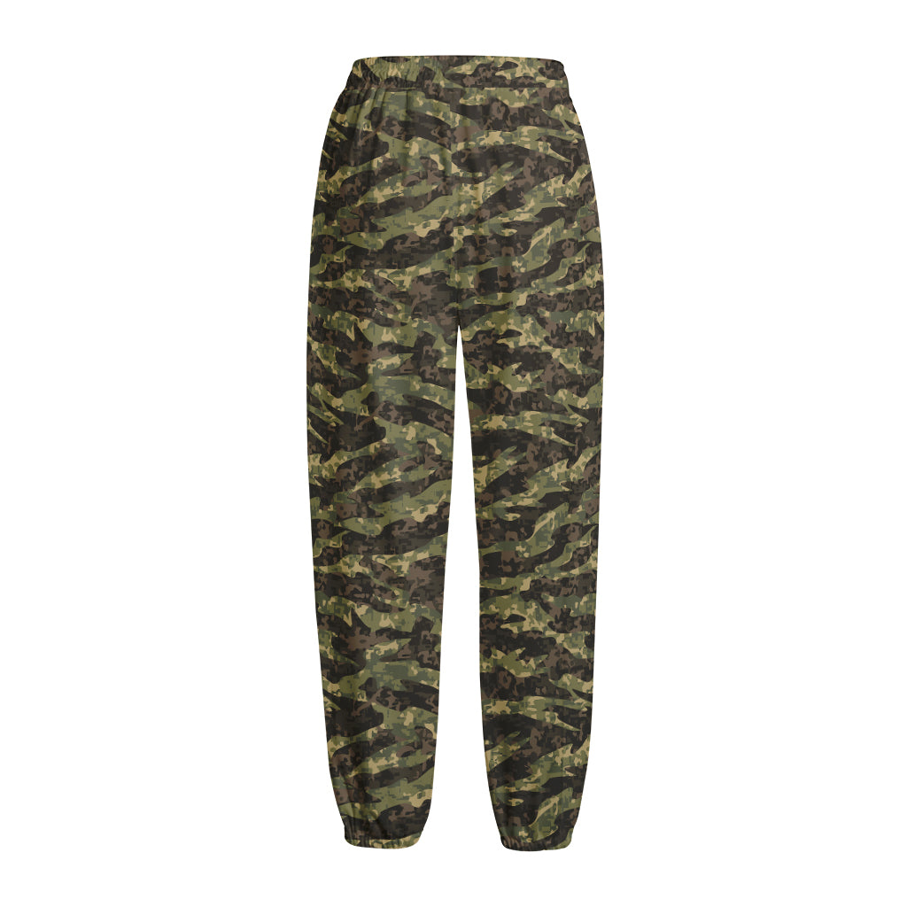 Tiger Stripe Camouflage Pattern Print Fleece Lined Knit Pants
