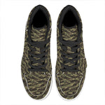Tiger Stripe Camouflage Pattern Print High Top Leather Sneakers