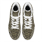 Tiger Stripe Camouflage Pattern Print High Top Leather Sneakers