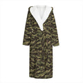Tiger Stripe Camouflage Pattern Print Hooded Bathrobe