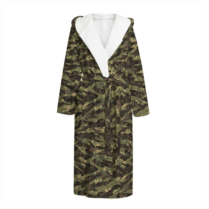 Tiger Stripe Camouflage Pattern Print Hooded Bathrobe
