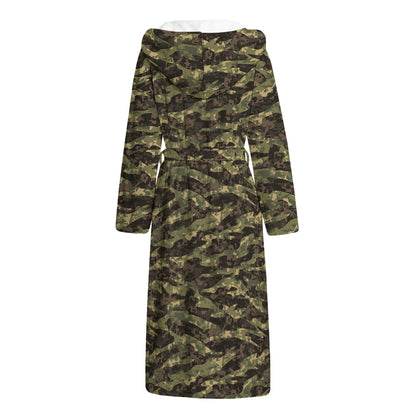 Tiger Stripe Camouflage Pattern Print Hooded Bathrobe
