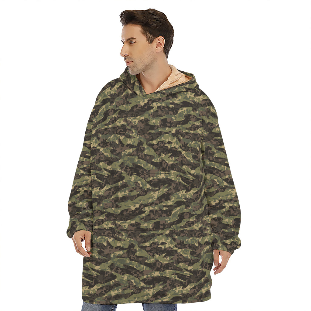 Tiger Stripe Camouflage Pattern Print Hoodie Blanket