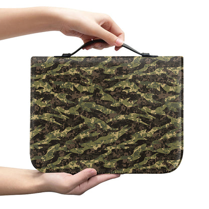 Tiger Stripe Camouflage Pattern Print Leather Bible Cover