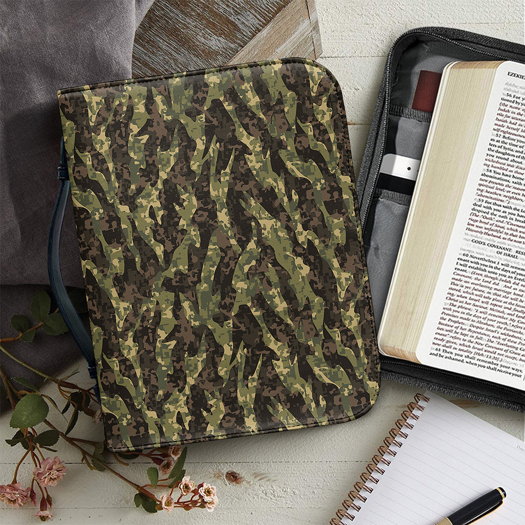 Tiger Stripe Camouflage Pattern Print Leather Bible Cover