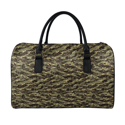 Tiger Stripe Camouflage Pattern Print Leather Duffle Bag