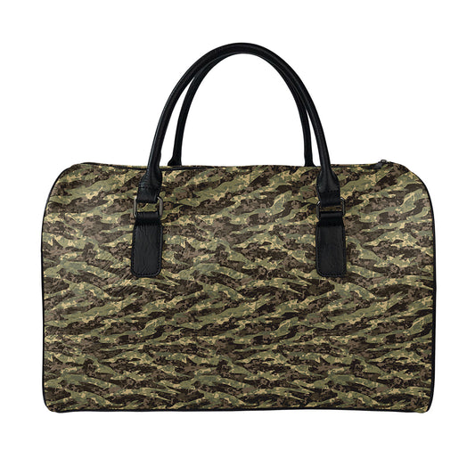 Tiger Stripe Camouflage Pattern Print Leather Duffle Bag