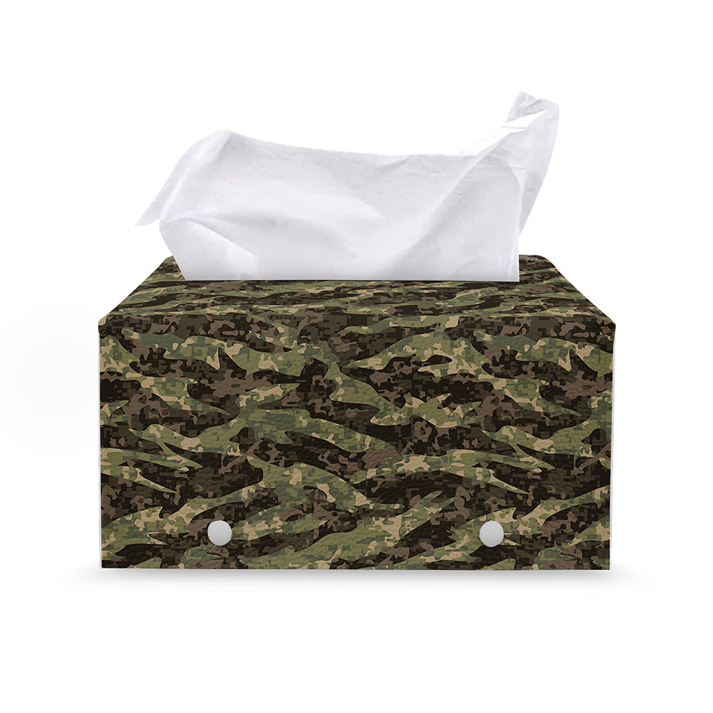 Tiger Stripe Camouflage Pattern Print Leather Tissue Box Cover