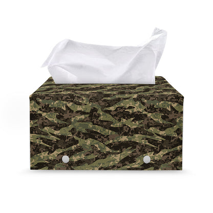 Tiger Stripe Camouflage Pattern Print Leather Tissue Box Cover