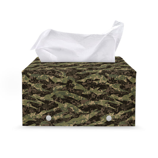 Tiger Stripe Camouflage Pattern Print Leather Tissue Box Cover