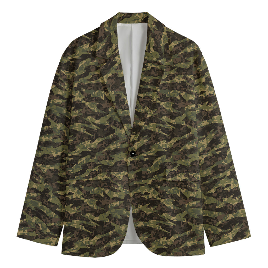 Tiger Stripe Camouflage Pattern Print Men's Blazer