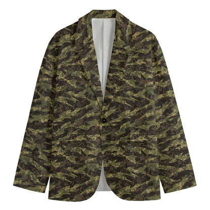Tiger Stripe Camouflage Pattern Print Men's Blazer