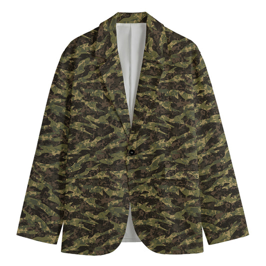 Tiger Stripe Camouflage Pattern Print Men's Blazer
