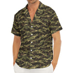 Tiger Stripe Camouflage Pattern Print Men's Deep V-Neck Shirt