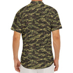 Tiger Stripe Camouflage Pattern Print Men's Deep V-Neck Shirt
