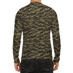 Tiger Stripe Camouflage Pattern Print Men's Long Sleeve Rash Guard