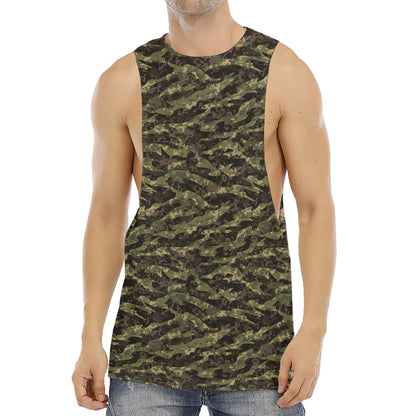 Tiger Stripe Camouflage Pattern Print Men's Muscle Tank Top