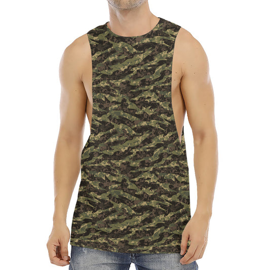 Tiger Stripe Camouflage Pattern Print Men's Muscle Tank Top