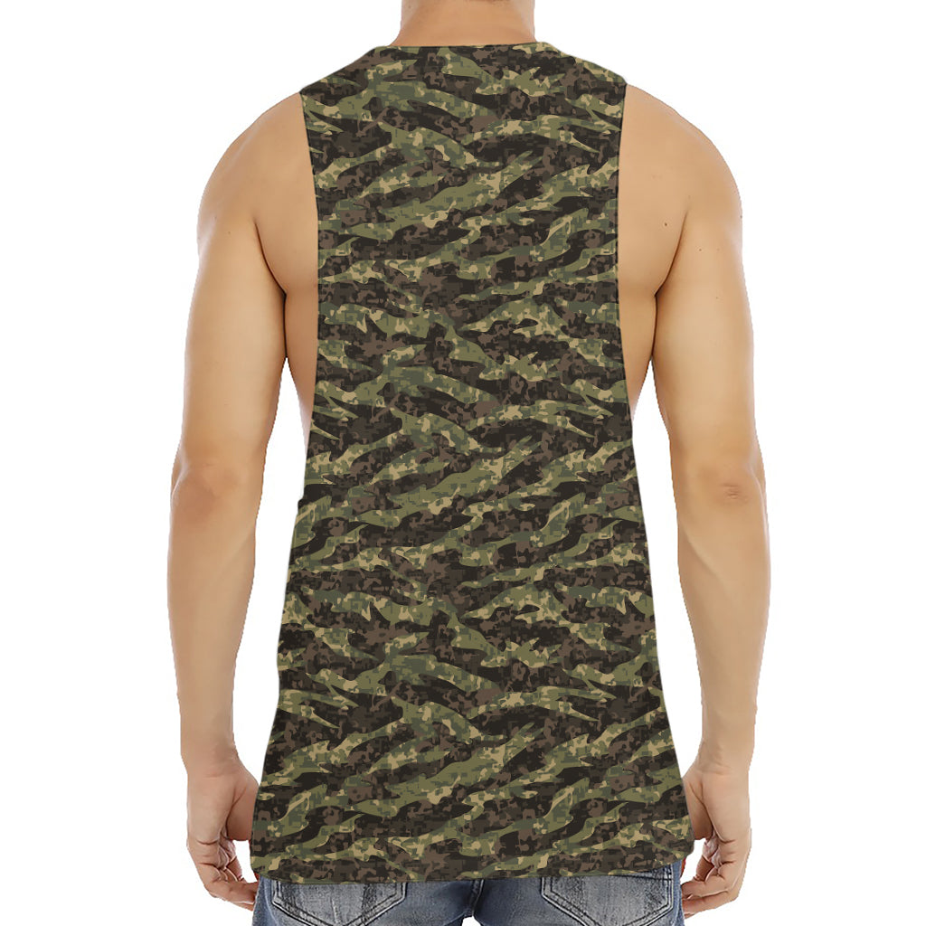 Tiger Stripe Camouflage Pattern Print Men's Muscle Tank Top