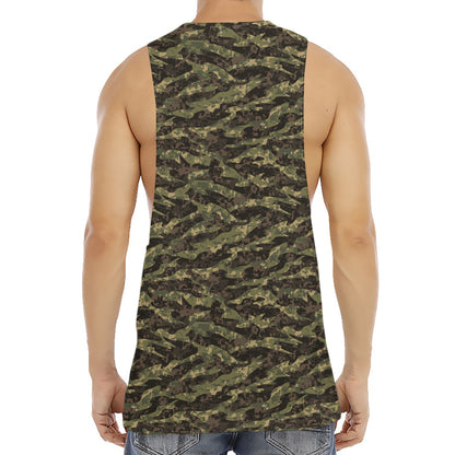 Tiger Stripe Camouflage Pattern Print Men's Muscle Tank Top