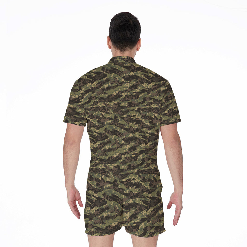 Tiger Stripe Camouflage Pattern Print Men's Rompers