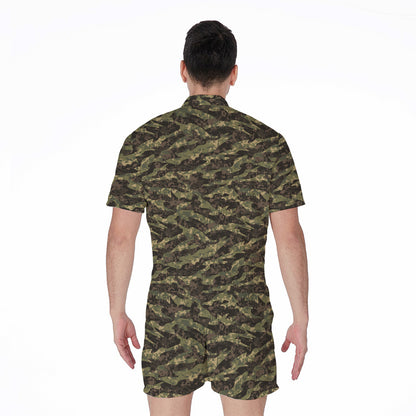 Tiger Stripe Camouflage Pattern Print Men's Rompers