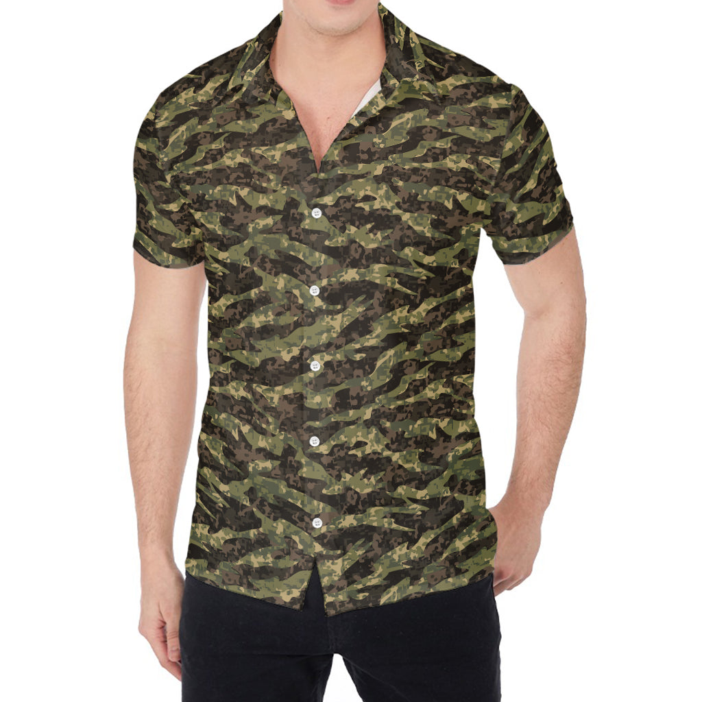 Tiger Stripe Camouflage Pattern Print Men's Shirt