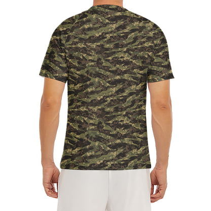Tiger Stripe Camouflage Pattern Print Men's Short Sleeve Rash Guard