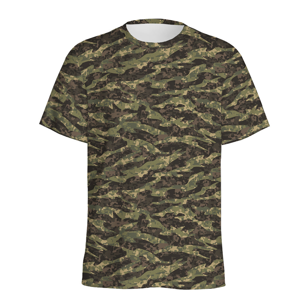 Tiger Stripe Camouflage Pattern Print Men's Sports T-Shirt