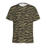 Tiger Stripe Camouflage Pattern Print Men's Sports T-Shirt