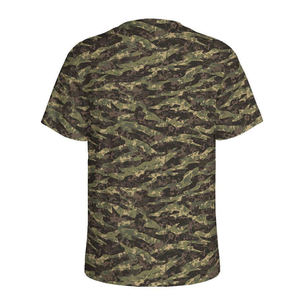 Tiger Stripe Camouflage Pattern Print Men's Sports T-Shirt