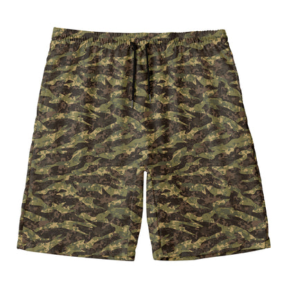 Tiger Stripe Camouflage Pattern Print Men's Swim Trunks
