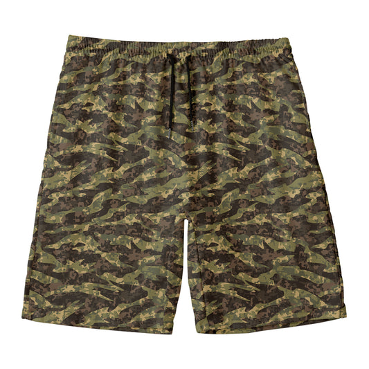 Tiger Stripe Camouflage Pattern Print Men's Swim Trunks