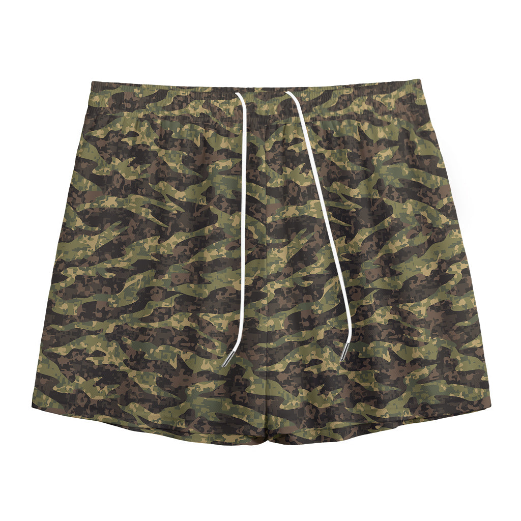 Tiger Stripe Camouflage Pattern Print Mesh Shorts