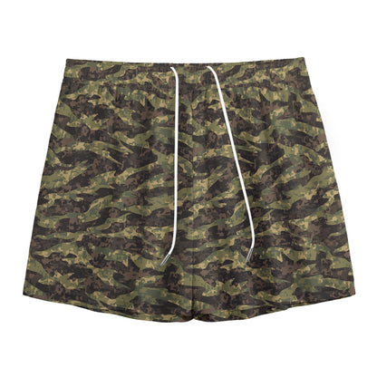 Tiger Stripe Camouflage Pattern Print Mesh Shorts