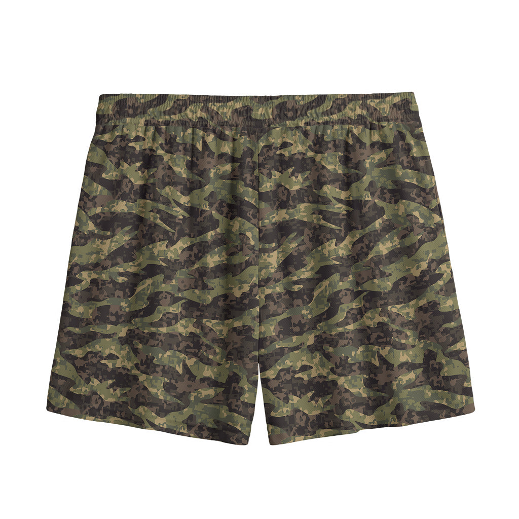 Tiger Stripe Camouflage Pattern Print Mesh Shorts