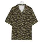 Tiger Stripe Camouflage Pattern Print Rayon Hawaiian Shirt