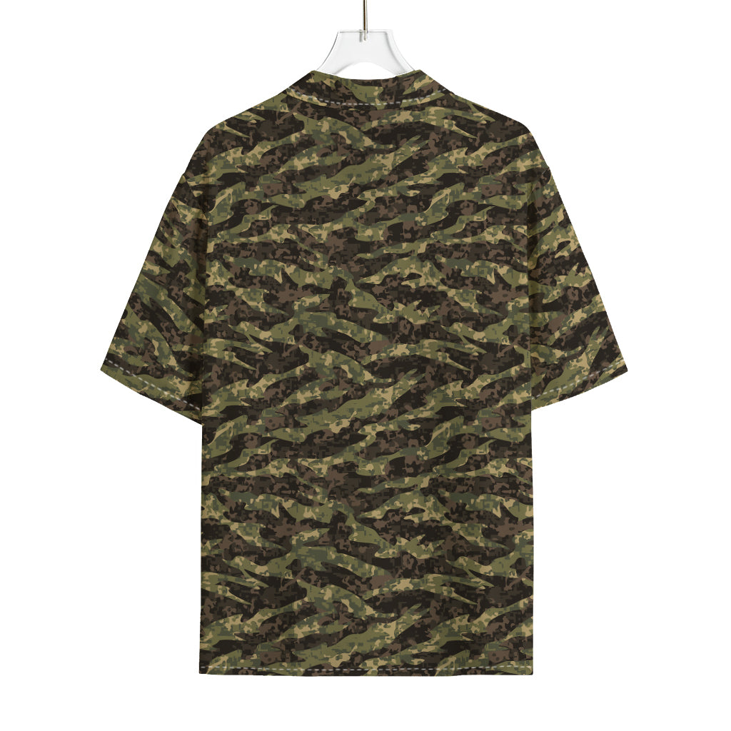 Tiger Stripe Camouflage Pattern Print Rayon Hawaiian Shirt