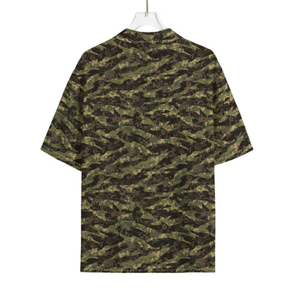Tiger Stripe Camouflage Pattern Print Rayon Hawaiian Shirt