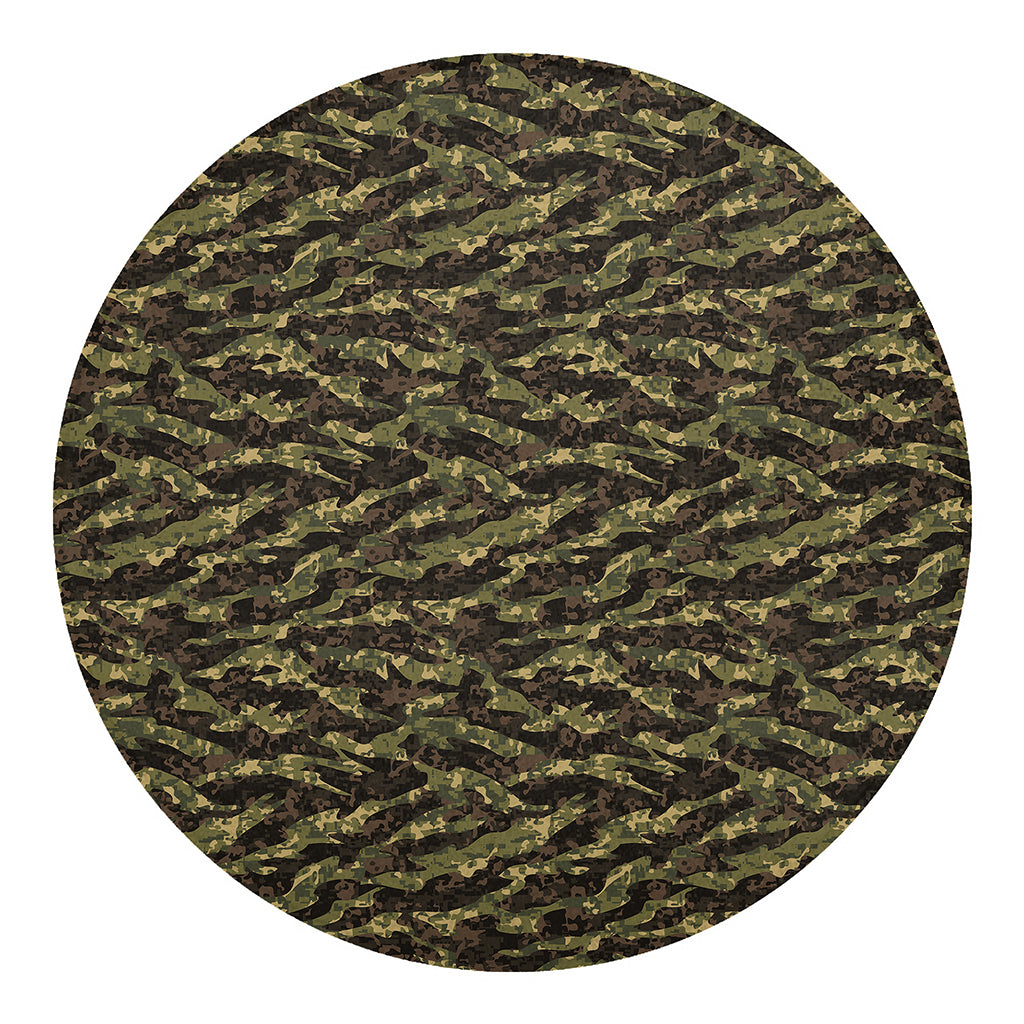 Tiger Stripe Camouflage Pattern Print Round Blanket