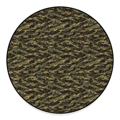 Tiger Stripe Camouflage Pattern Print Round Floor Mat
