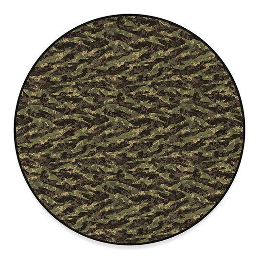 Tiger Stripe Camouflage Pattern Print Round Floor Mat