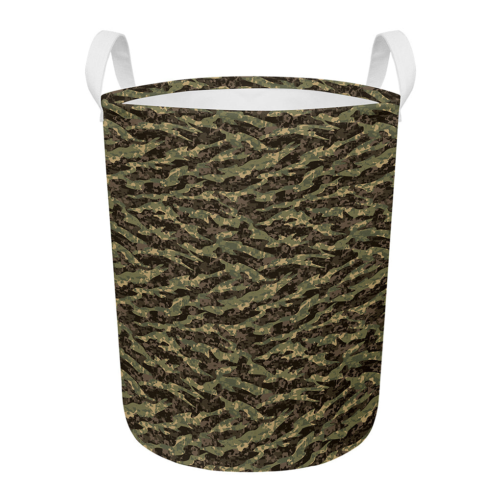 Tiger Stripe Camouflage Pattern Print Round Laundry Basket