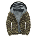 Tiger Stripe Camouflage Pattern Print Sherpa Lined Zip Up Hoodie