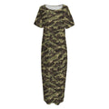 Tiger Stripe Camouflage Pattern Print Short Sleeve Long Nightdress