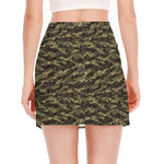 Tiger Stripe Camouflage Pattern Print Side Slit Mini Skirt